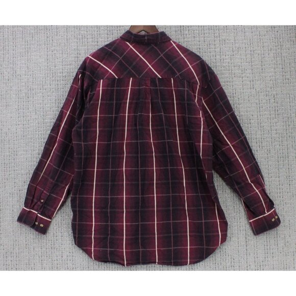 Vintage Cowboy Up Western Shirt Mens Large L Red Maroon Plaid Button Down Y2k - Picture 2 of 9